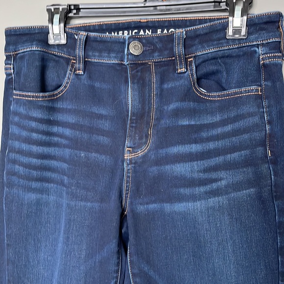American eagle super stretch dark denim hi rise jeggings long 10 - Picture 2 of 9